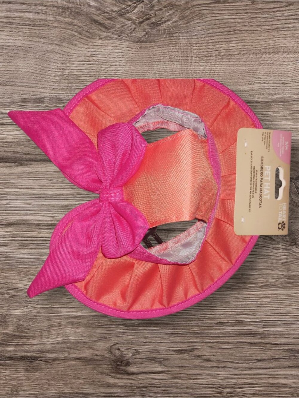 NWT Heart to Tail Pet Hat Size S/M Pink Bow Wide Brim Dog Cat Costume Hat